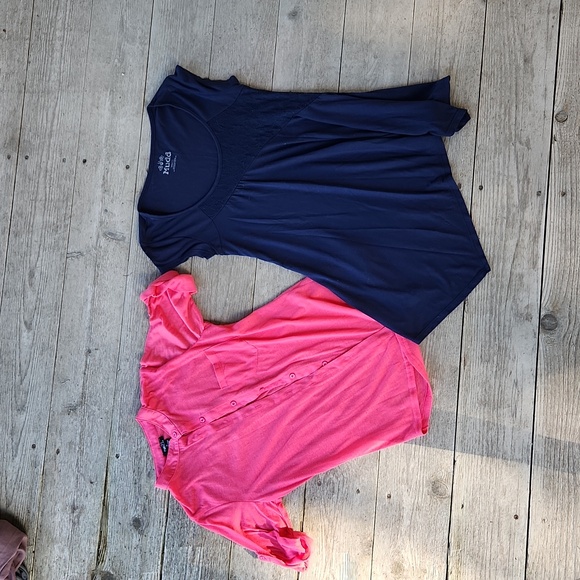 Pink and Navy Blue Tops Bundle - Size Small/Medium Lace Button Down - Picture 1 of 9